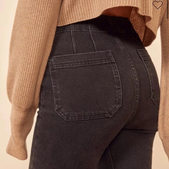 Reformation Straight Leg Elsie Black Washed Out High Rise Jeans Size 29 Women's - Picture 3 of 16